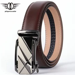 Plyesxale Fashion Designer Men Belts Famous Brand Genuine Leather Male Belt Luxury Black Coffee Automatic Buckle Ceinture B72