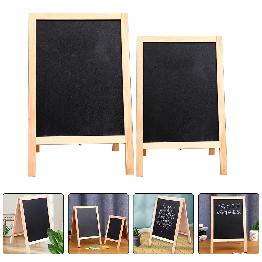 

2Pcs Foldable Wooden Chalkboard Dual-Side Blackboard and Whiteboard Reusable Memo Board for Home Office School Birthday Events