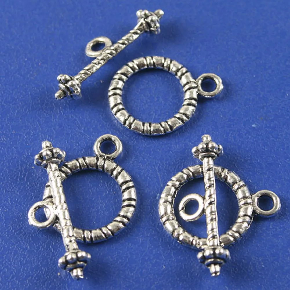 15SETS 16.5x12.8mm bar:20.8mm DARK SILVER TONE TEXTURE TOGGLE CLASP H3512