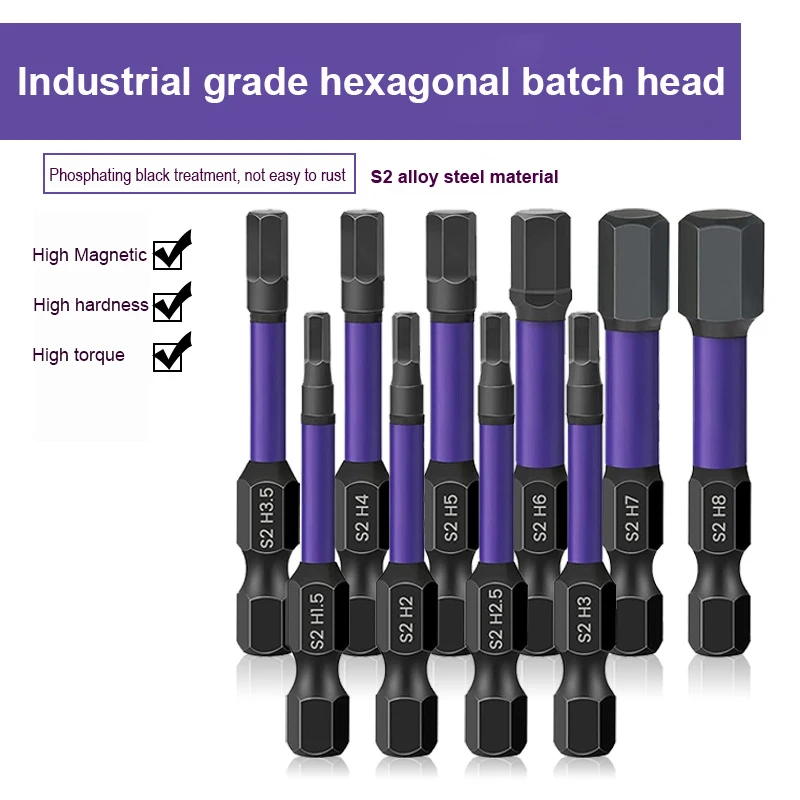 10Pcs/set 1/4” Hex Shank Hexagonal Screwdriver Bit Magnetic H1.5-H8 With Hex connecting rod tools