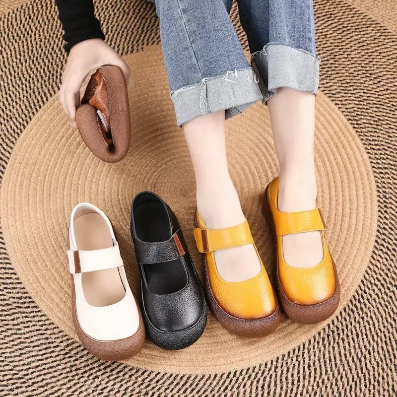 Neue Retro Anti Kollision Oxfords Wohnungen frauen Aus Echtem Leder Wanderschuhe Frau Geschnürt Nicht Slip Weiche Casual Mokassins Krankenschwester – Detail 35