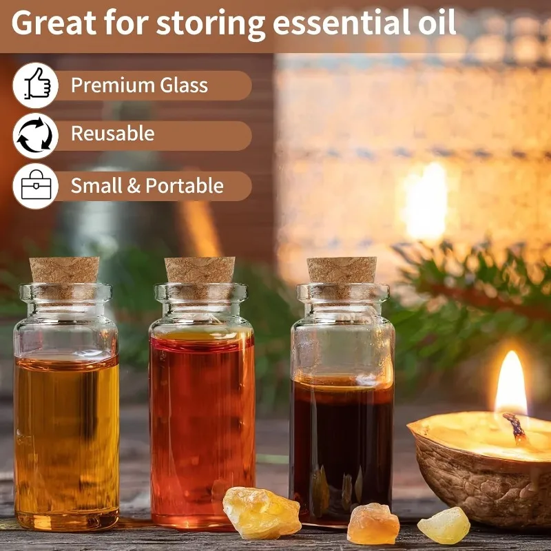 100/10PCS Transparent Mini Glass Bottles Empty Cork Stopper Message Wishing Bottle DIY Wedding Birthday Gifts Home Decor Favors
