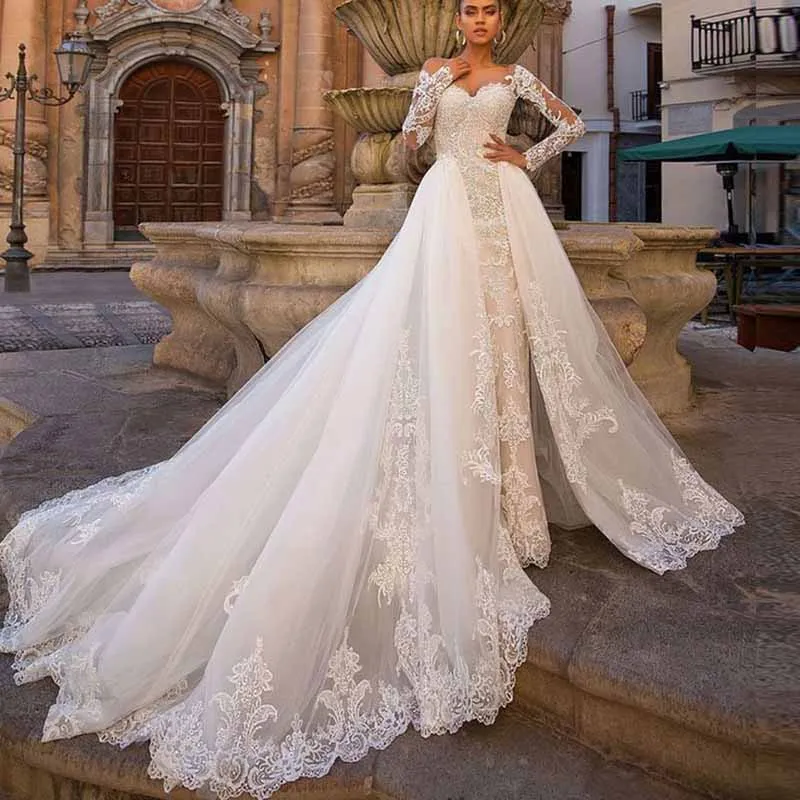 Robe de Mariée Élégante en Organza avec sulfAppliques et Poignées, Traîne Amovible, Sans Bretelles, pour Occasions Formelles, 2024