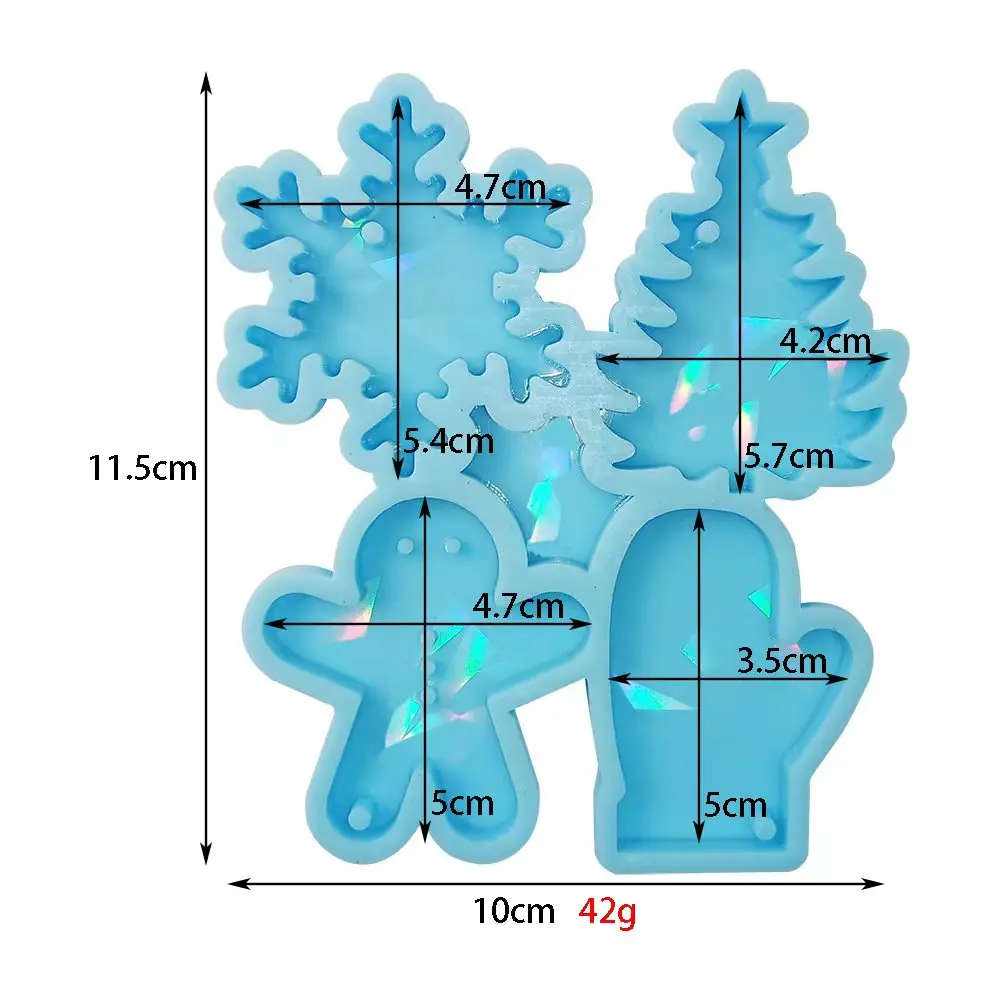 DIY Holographic Christmas Snowman Snowflake Listing Keychain Crystal Epoxy Resin Silicone Mold