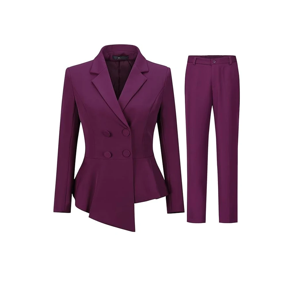 

2 Piece Women's Suit Double Breasted Suit Jacket and Pants Set 2 Button Blazer Jacket and Pants