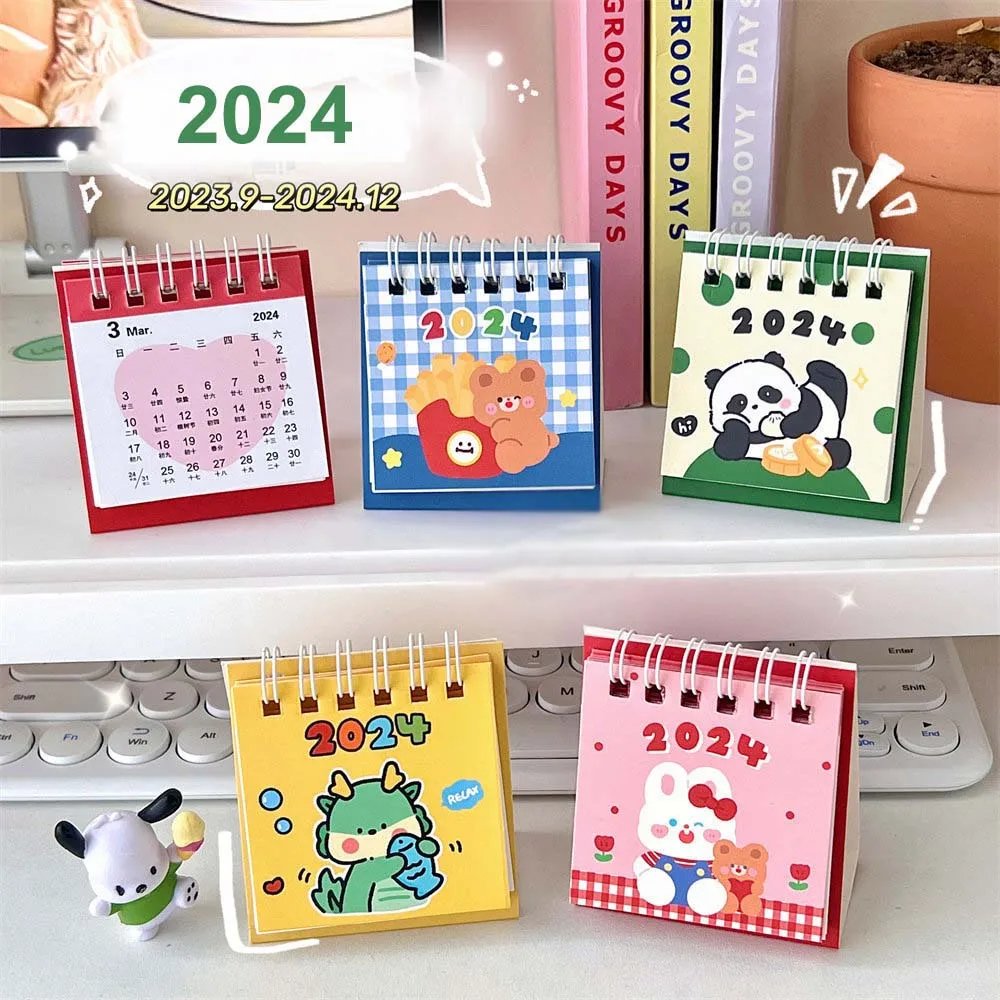 2024 Mini Desktop Small Table Calendar Student Desktop Small Decoration Daily Clock in Self discipline Small Calendar