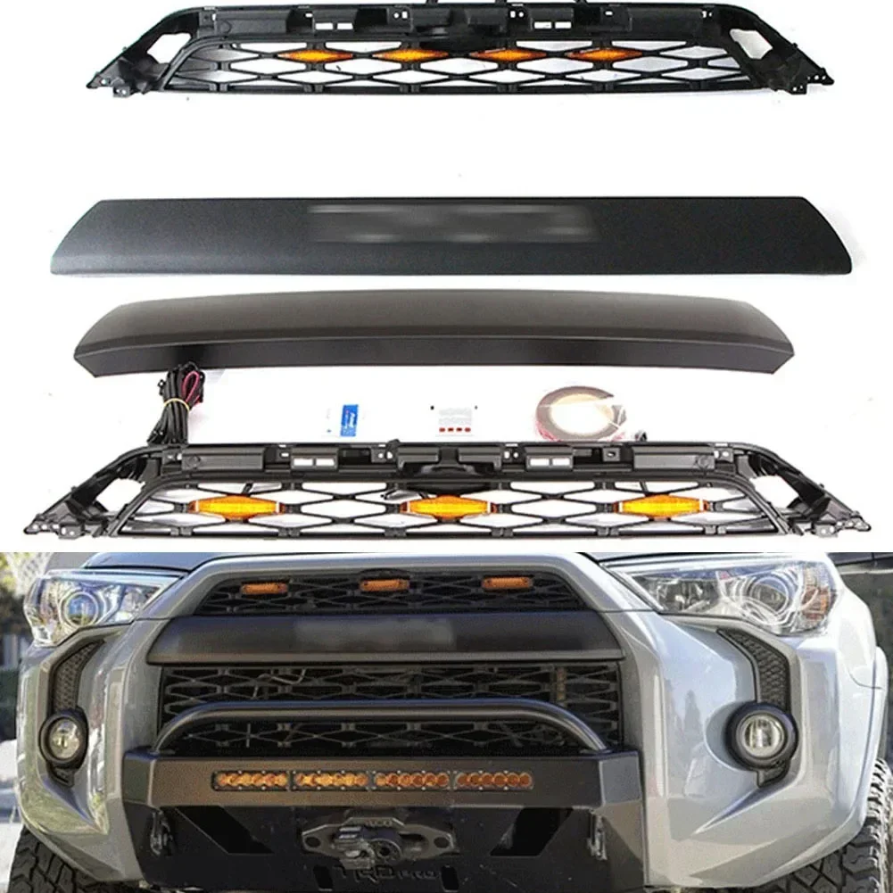 

Car Grill For Toyota 4RUNNER 2016-2019 modified with light Grille Grill Mask Front bumper net Car Accessories