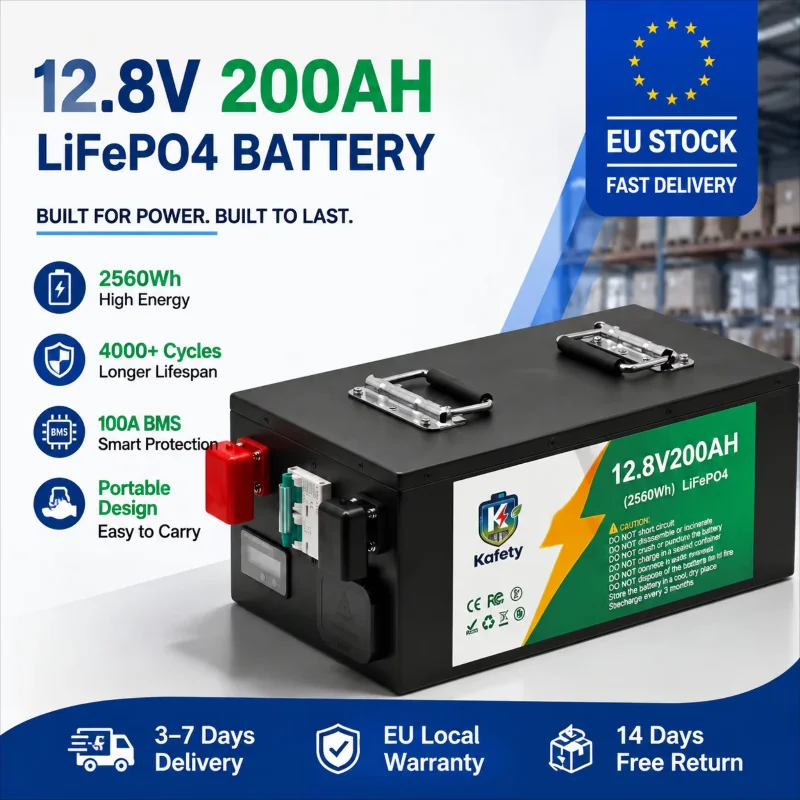 Bateria LiFePO4 dostępna w magazynie w UE, 12 V, 200 Ah / 24 V, 100 Ah – system BMS o prądzie 100 A, ponad 6000 cykli ładowania, do paneli słonecznych, pojazdów rekreacyjnych, kamperów, łodzi,