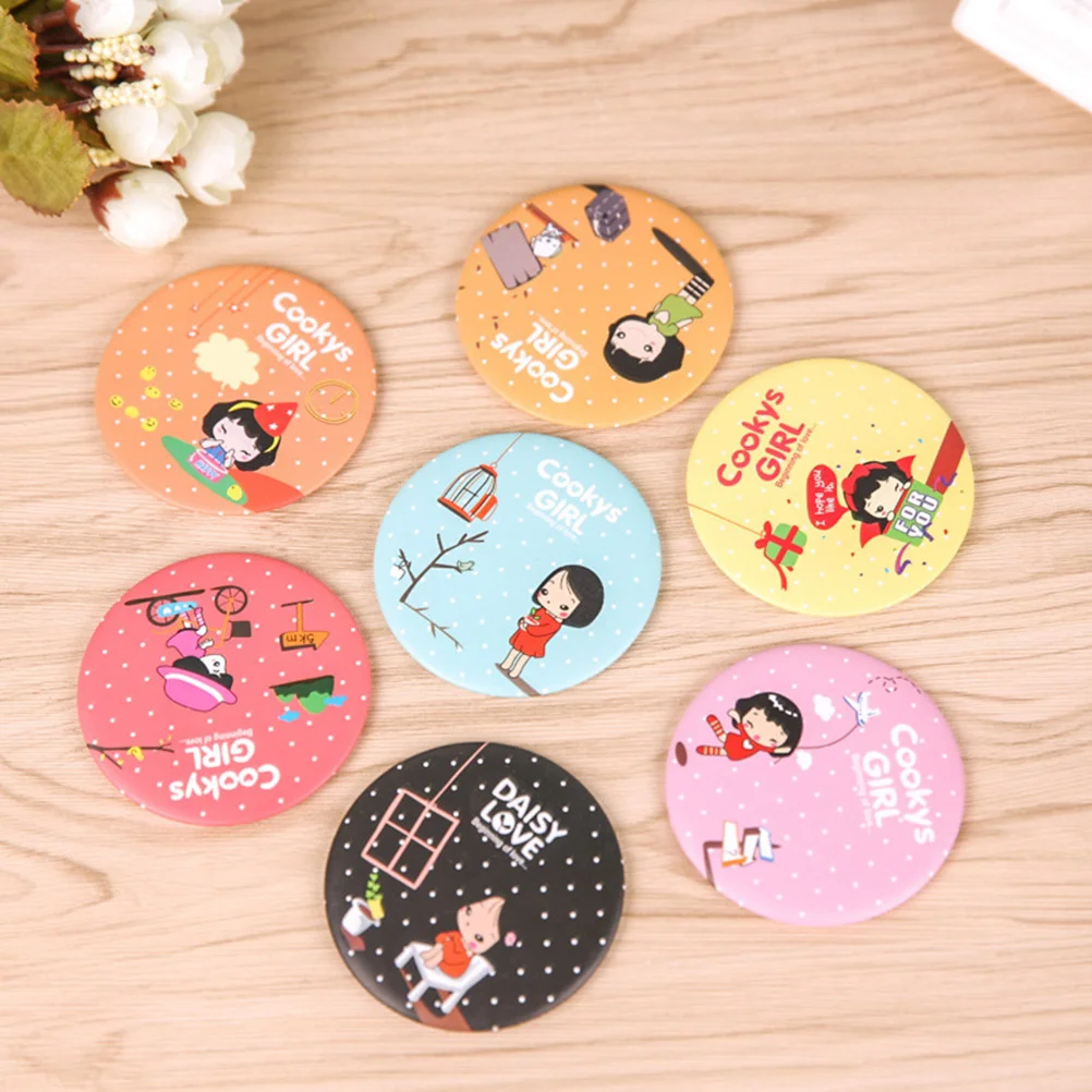 Espejo de bolso con aumento, pinzas de aumento compactas, bolso de mano, Mini juego de bolsillo redondo de maquillaje pequeño para niños