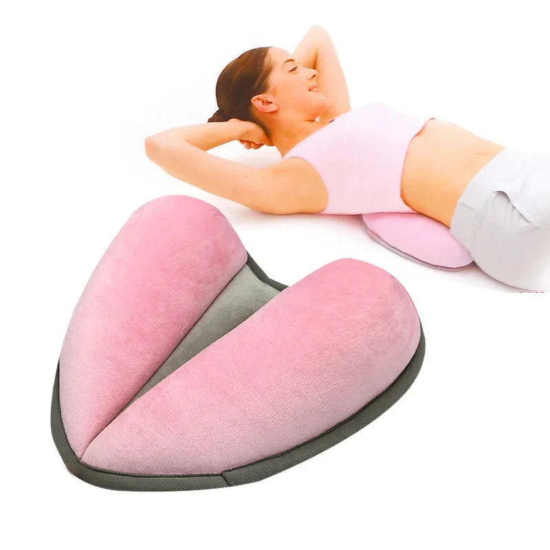 Heart Shaped Waist Pad Yoga Auxiliary Tool Waist Pillow Relieves Lumbar Fatigue Pink Soft Velvet Waist Pillows Lumbar Cushion