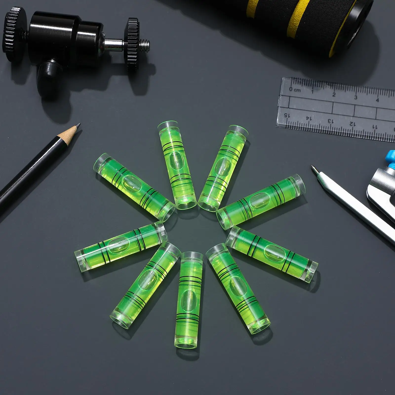50 Pcs Bubble Level Tool Spirit Levelling Accessories Small Round High Precision Ruler Horizontal Instrument
