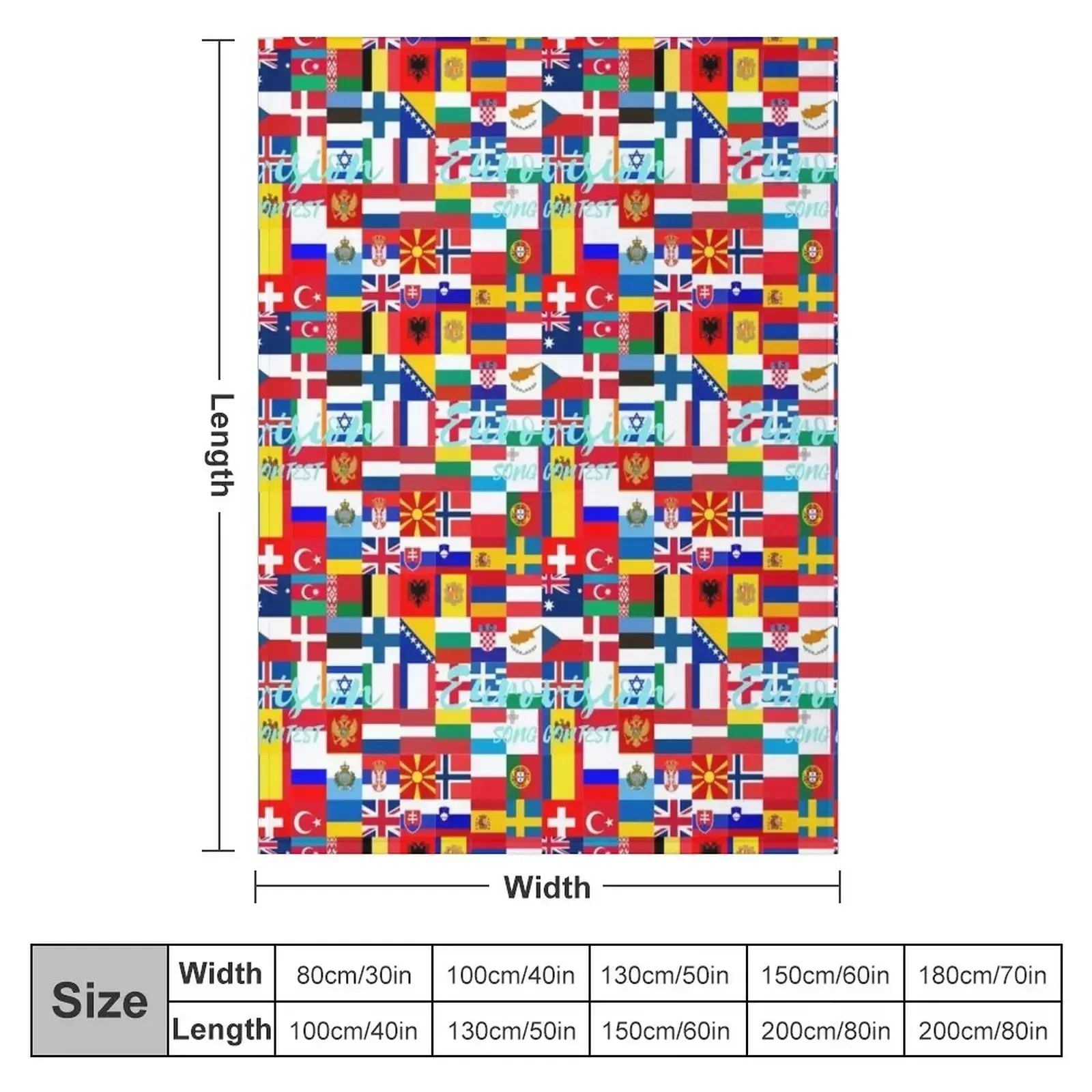 Eurovision Flag Art Throw Blanket Year Round Soft Comfortable Blanket for Home