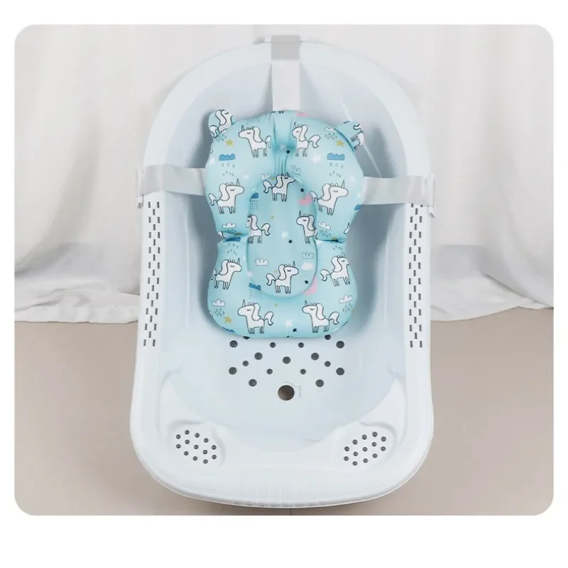 

Baby Bath Seat Support Mat - Foldable Bathtub Cushion Chair with Safety Net Hammock Anti-Slip Soft Comfortable Body Pad for Baby