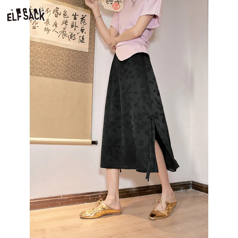 

"ELFSACK 2024 Year Summer Chinese Style Commuter Skirt Women's New Chinese Style Improved Horse Face Skirt "