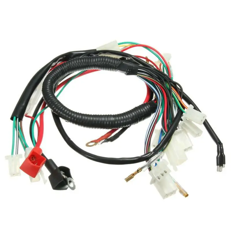 Início elétrico fiação completa Tear Harness, 50cc 77cc 90cc 110cc ATV para a maioria dos chineses ATV UTV Quad Wire Harness