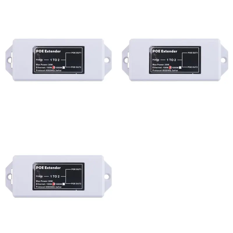 exquisite-3x-1-2ポートpoeエクステンダー-100mbps-ieee-8023af-at規格-48v-nvr-ipカメラ用-poe延長-100メートル-poe範囲拡張