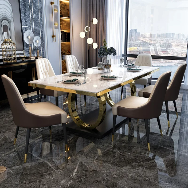 

Modern Sintered Marble Top Dining Tables Set Dining Room Furniture Dining Table Set