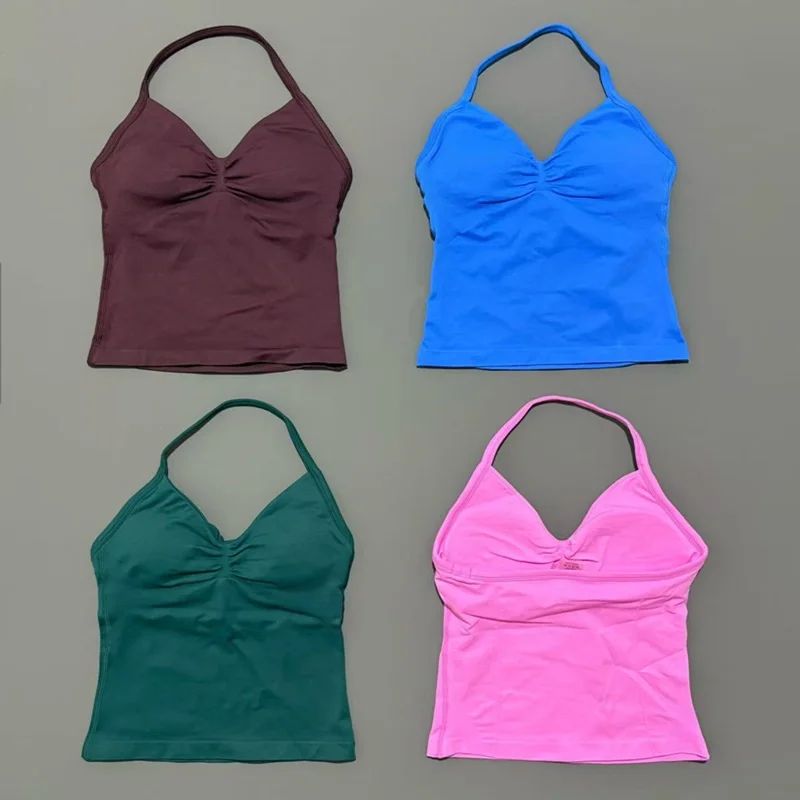 Longline Strappy Top Sports Yoga Vest Women Fitness Tank Top Gym Beautiful Open Back Bra Running Workout Halter