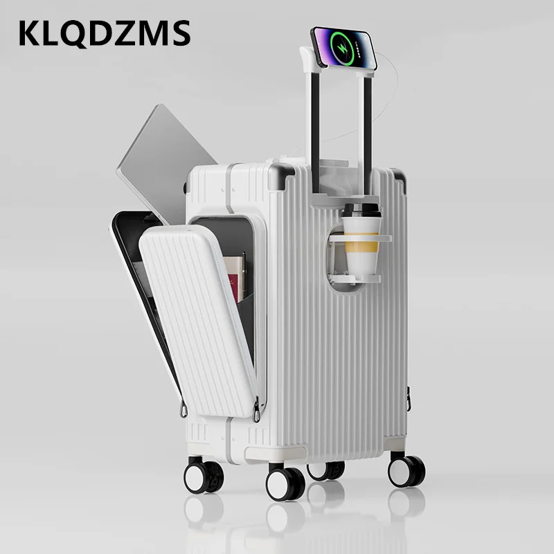 KLQDZMS Women's Suitcase Front Opening Laptop Boarding Case Men's Multifunctional Trolley Case 20