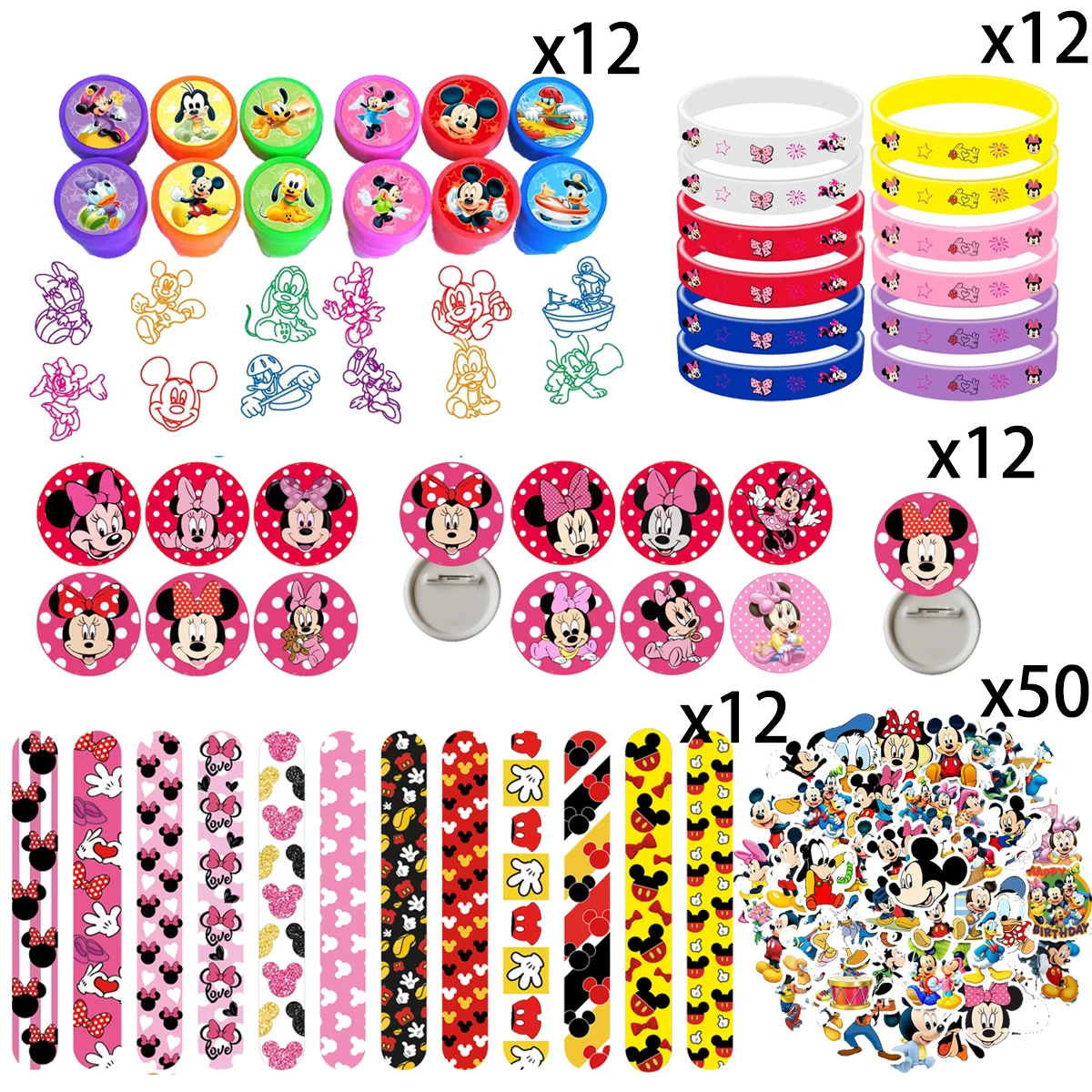 ميكي ميني ماوس هدايا الحفلات ختم Stamps ورقة نظارات الفصول الدراسية المكافآت جوائز لوازم الحفلات الزفاف عيد الميلاد تخزين