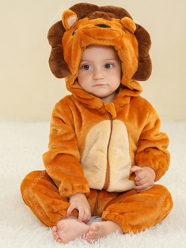 The latest Children's Day big face cat spring baby jumpsuit tassel hooded jumpsuit pajamas animal jumpsuit girls and boys