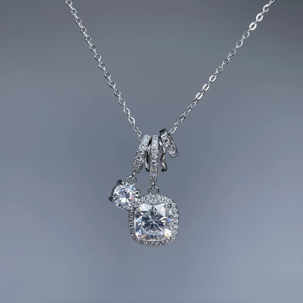 

S925 5-слойное штабелируемое ожерелье с подвеской из муассанита цвета 3CT D для женщин, элегантный многослойный комплект ювелирных изделий.