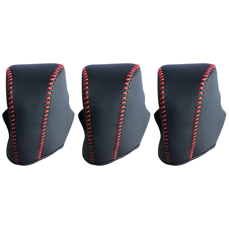 

3X Hand Sewing Leather Gear Shift Lever Knob Cover Fit Hand Brake Cover,For Honda Feidu Civic Accord