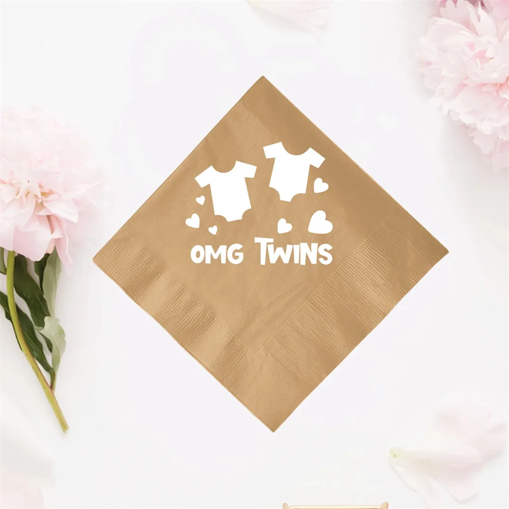 

50PCS OMG Twins Custom Napkins for Baby Shower Party Favors and Gifts, Personalized Napkins as Favors for Baby Showers, Baby Sho