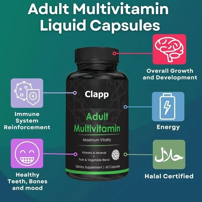 

Multivitamin Capsules | A Mixture of 42 Fruits and Vegetables, Containing Iron, Zinc, Coenzyme Q10, Folate -60 Capsules