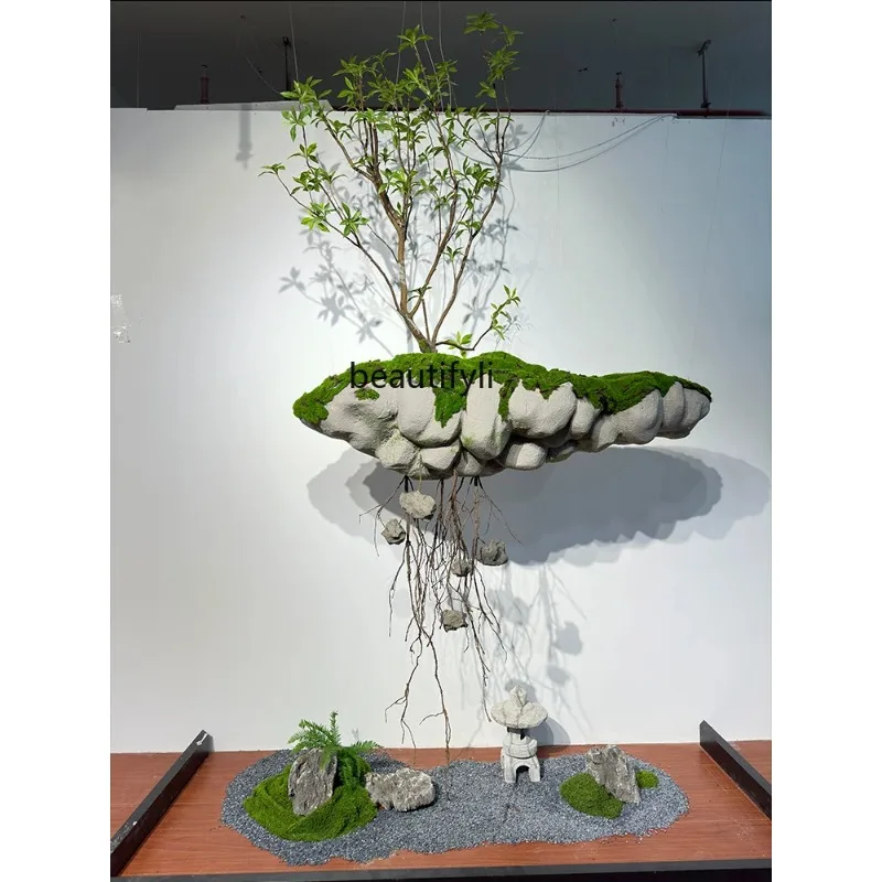 A85 Suspension Landscape Simulation Green Plant Rockery Stone New Chinese Window Shopping Mall Hanging Decoration