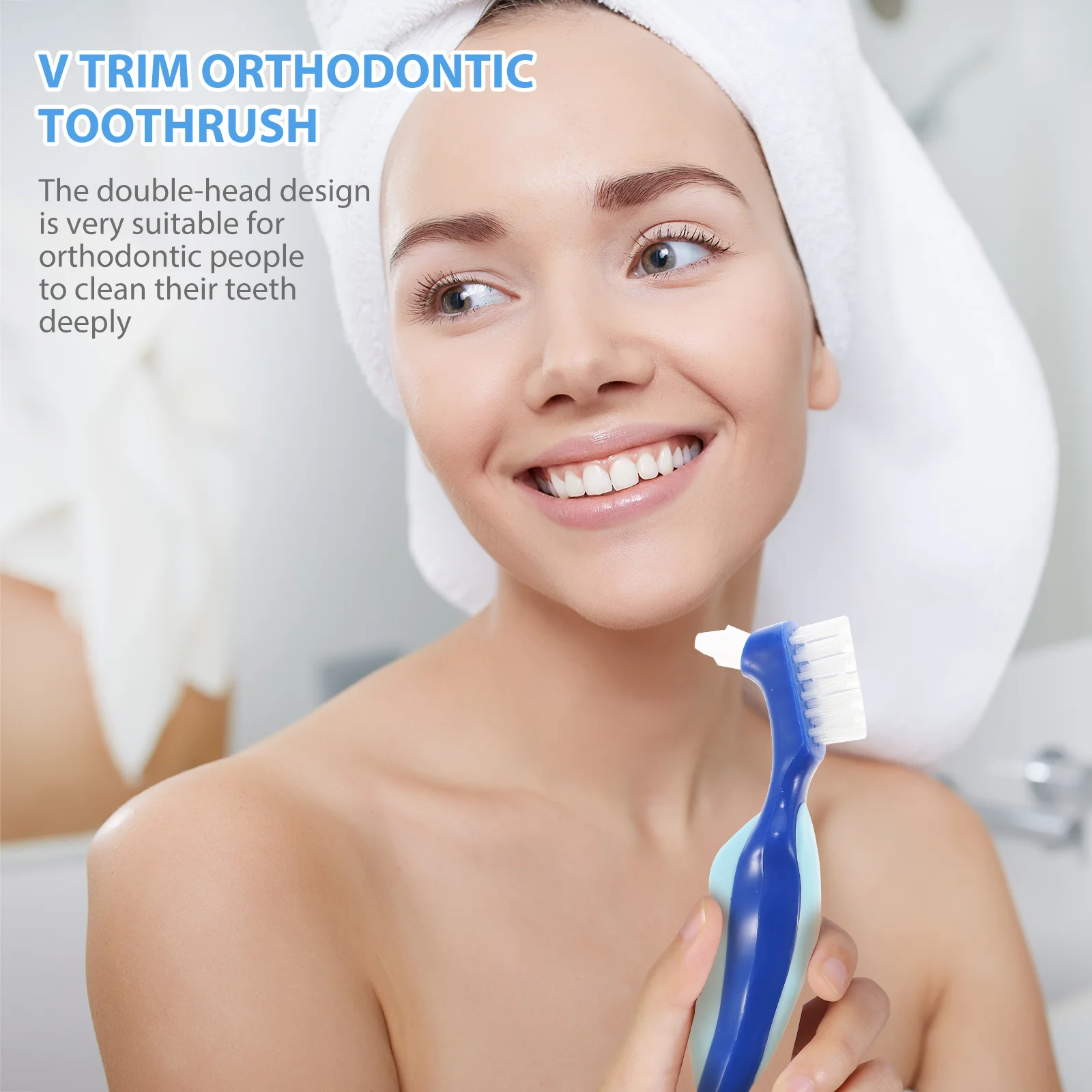 3 pezzi spazzolino ortodontico spazzolino per protesi detergente per denti finti doppia faccia lingua igiene orale setole di seta manico spesso