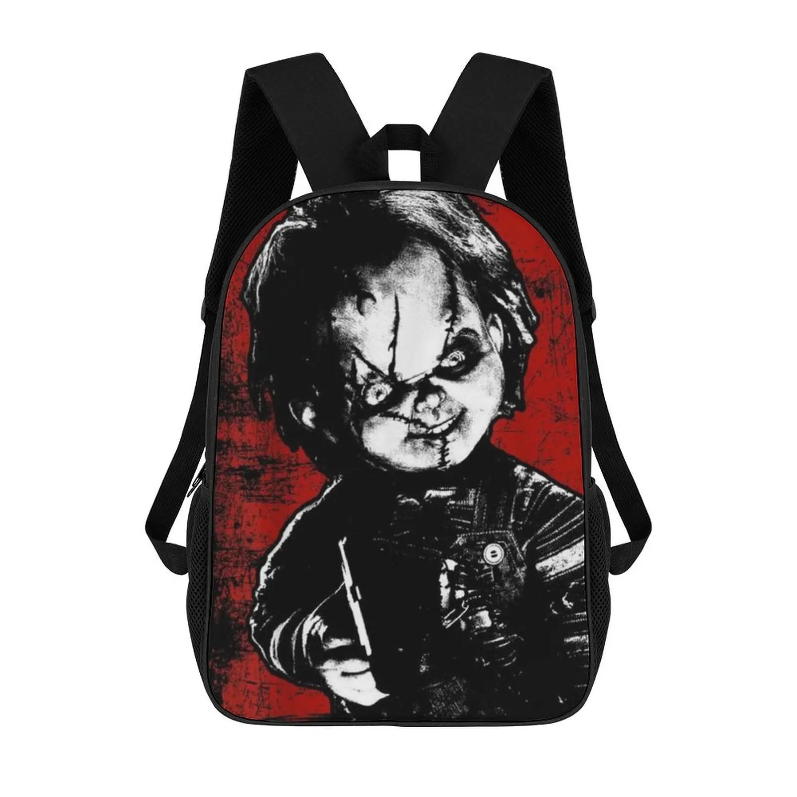 Mochila Horror para Homens e Mulheres, Jogos de Bonecas Halloween, Filme, Escola, Universidade, Bolsa de Viagem, Mala para Laptop 17"