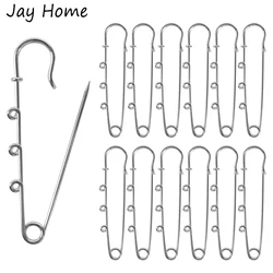 10PCS Heavy Duty Safety Pins Metal Brooch Pin Kilt Pins Fasteners with 3 Loops for DIY Crafts Jewelry Making Arts Sewing Clothes