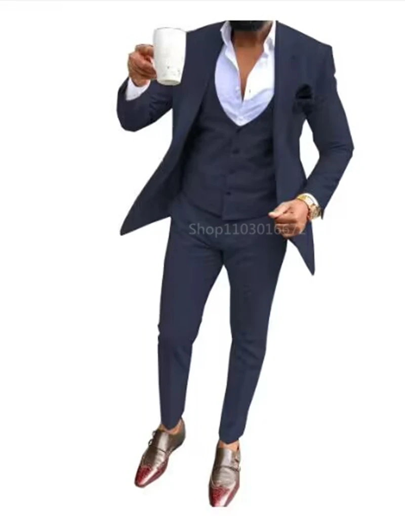 Costumes élégants et solides pour hommes, Smart, décontracté, simple boutonnage, Slim Fit, Blazer, gilet, pantalon, haute qualité, 3 pièces, Costume pour fête