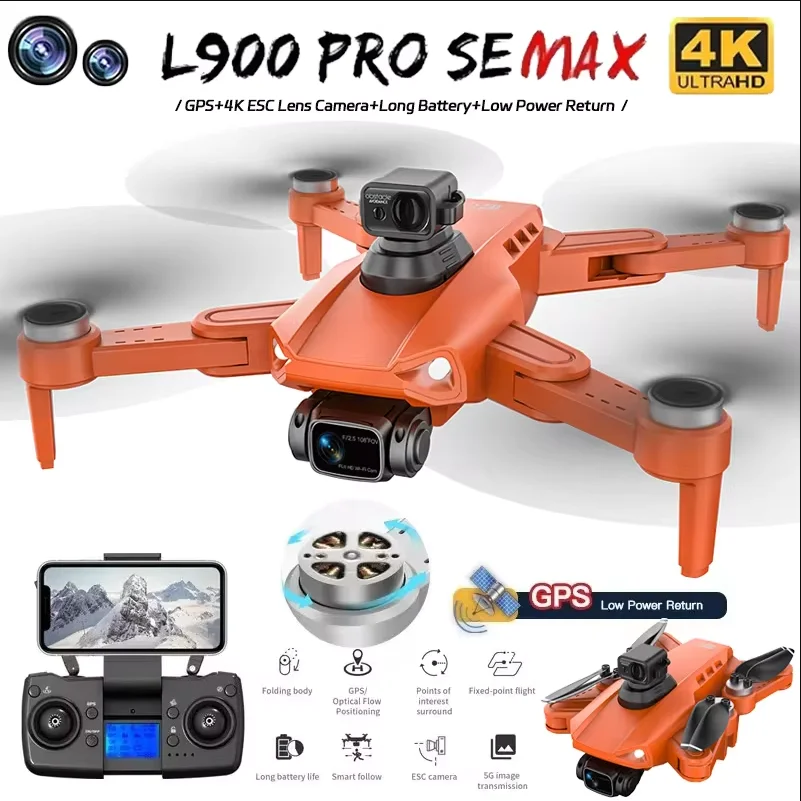 L900 Pro SE MAX Drone 4K Profissional Câmera Dual HD 5G GPS WIFI FPV 360 ° Drone quadricóptero Rc com motor sem escova para evitar obstáculos