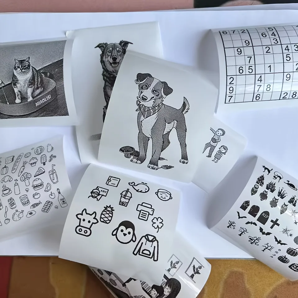 Clear Self-Adhesive Sticker Paper (Cyan/Blue/Pink/Black) for Mini Printers Photo/Checklist/Image Labels HD Transparency for Note