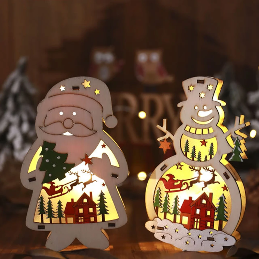 

Wooden Lighting Ornaments Party Decoration Xmas Desktop Decors Christmas New Year