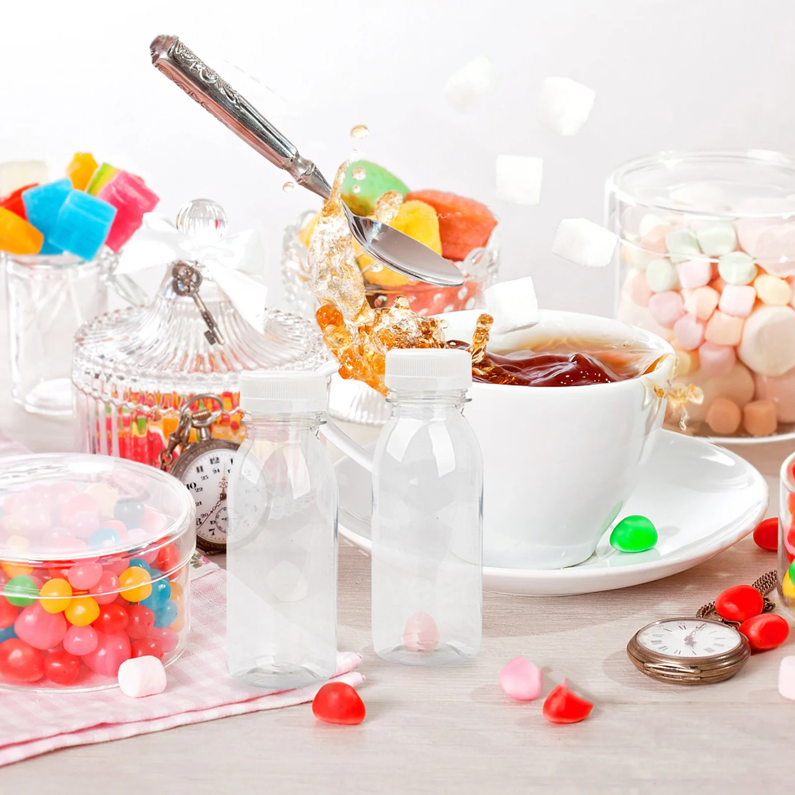 

12Pcs Drink Bottles Transparent Wide Mouth 200ml Pet Juice Milk Yogurt Storage Reusable Portable Bottles for Home Outdoors