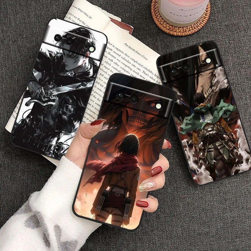 

Anime Attacks On T-Titan For Google Pixel 9 8 7A 7 6A 6 5A 5 4 4A XL 5G Black Silicon Shockproof Shell TPU Phone Case
