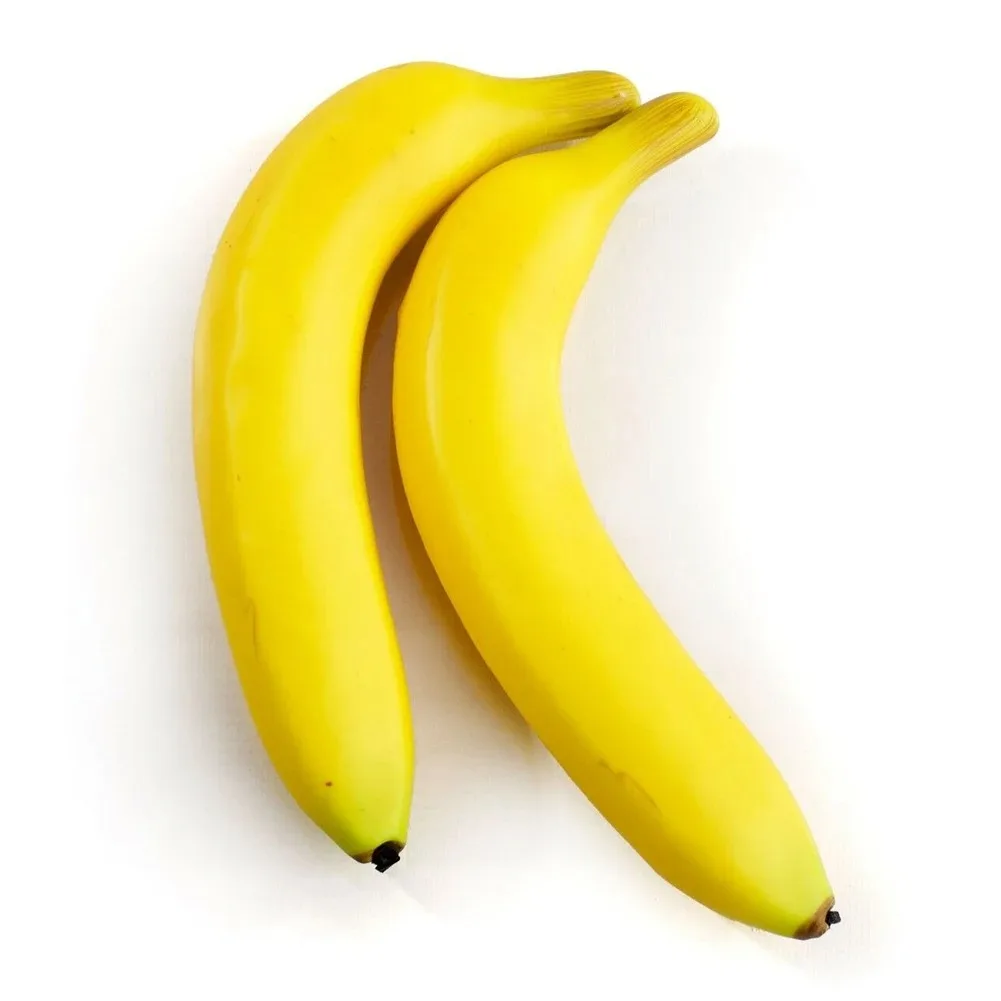2pcs 20cm Artificial Bananas Decorative Plastic Fake Fruit Realistic Display Yellow 19.5*3.5cm Decorative Fruit & Vegetables