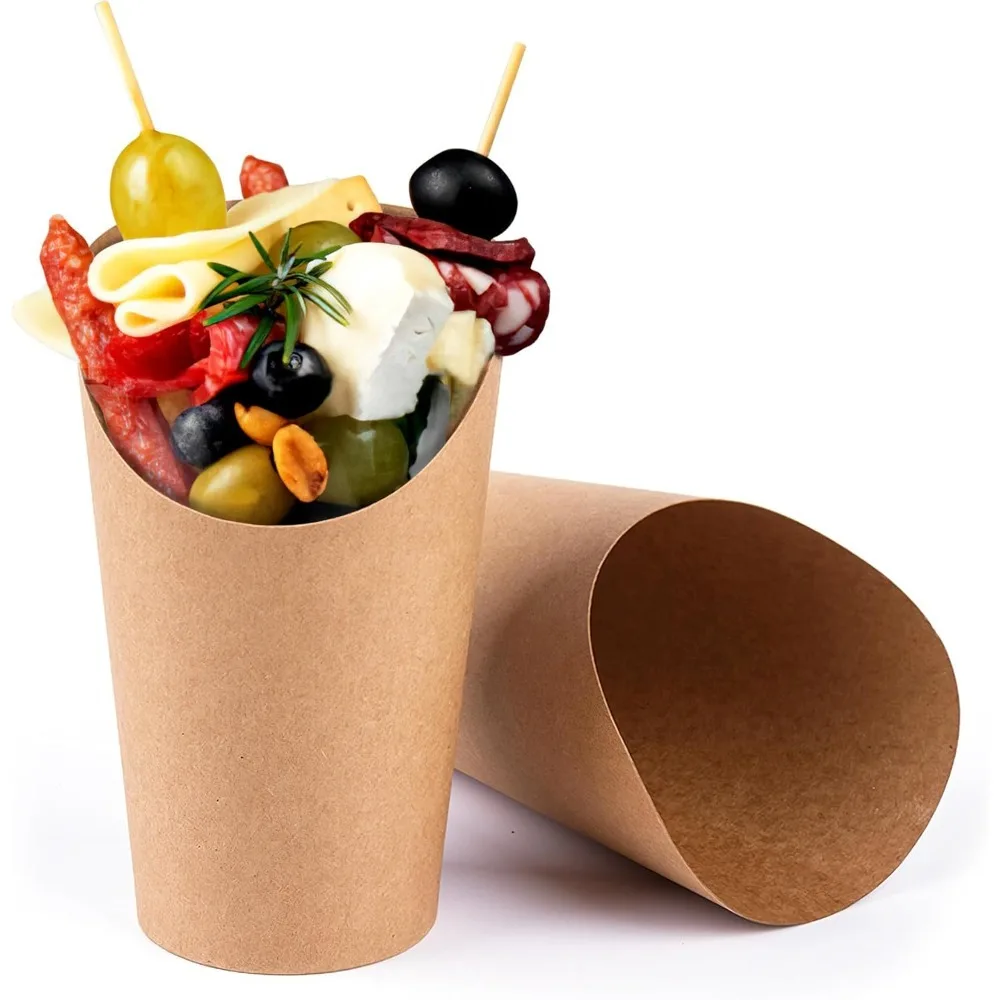 50 Stück Pommes-Frites-Becherhalter, Charcuterie-Becher, Einweg-Snackbecher zum Mitnehmen, Party-Backzubehör, Popcorn-Boxen, Papierkegel