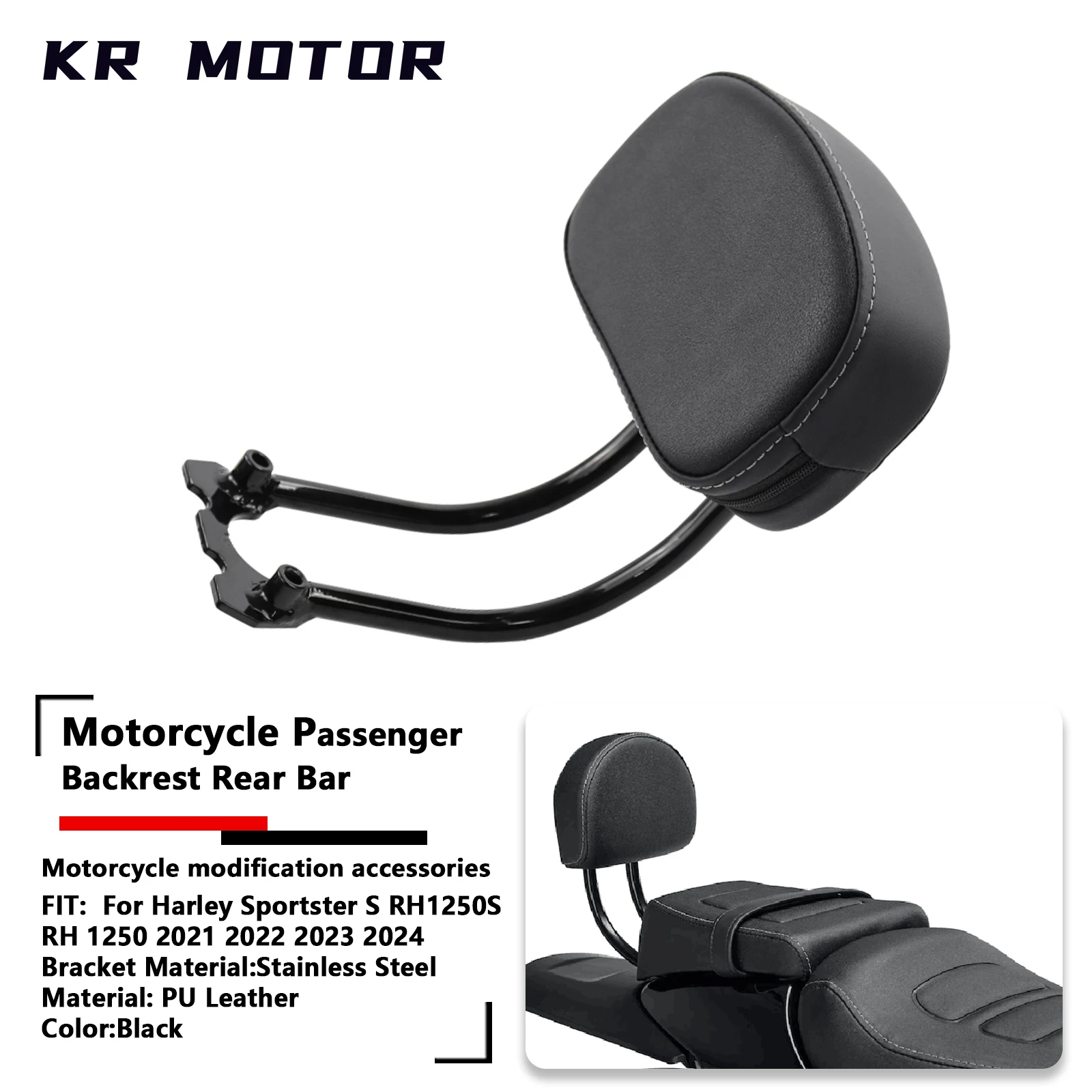 

Fit For Harley Sportster S RH1250S RH 1250 2021 2022 2023 2024 Motorcycle Sturdy Rear Passenger Backrest Black Rear Sissy Bar