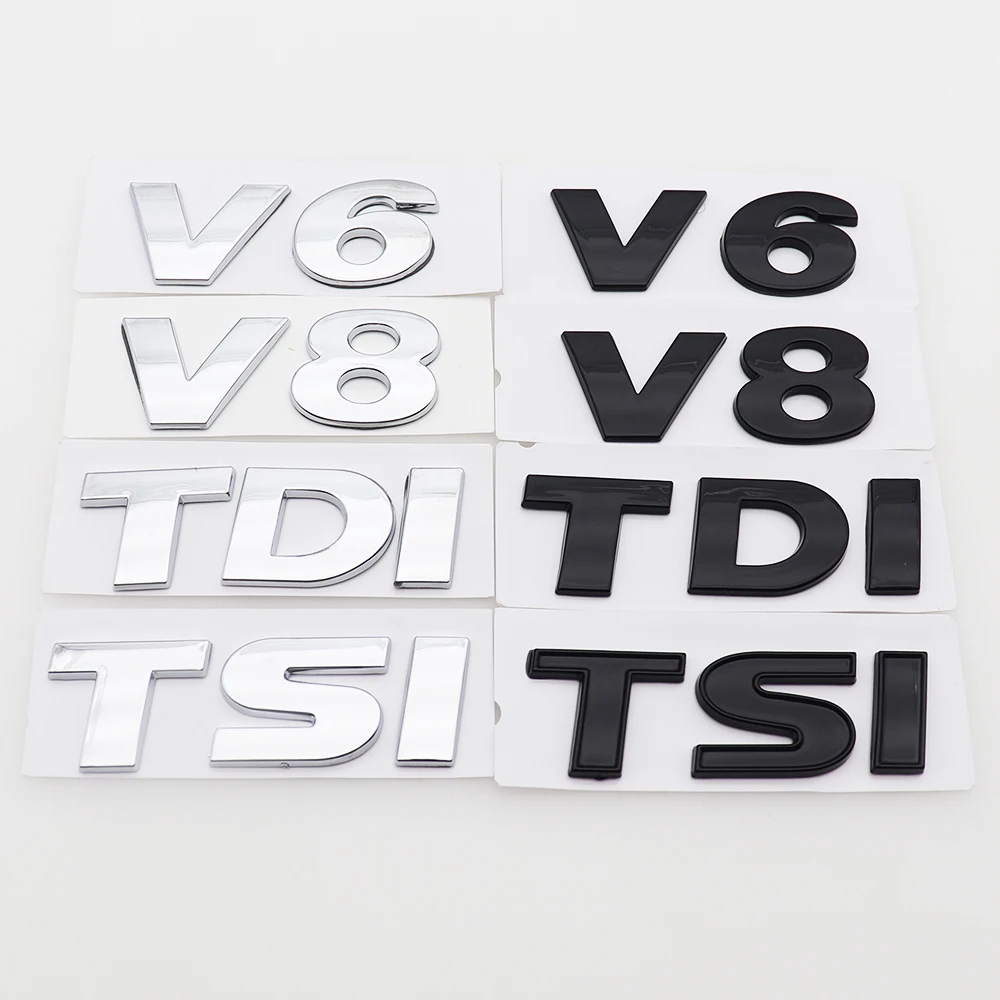 

1PC 3D ABS V6 V8 TDI TSI Car Letter Logo Sticker Tail Bumper Badge Auto Rear Trunk Emblem Styling Accessories DZ