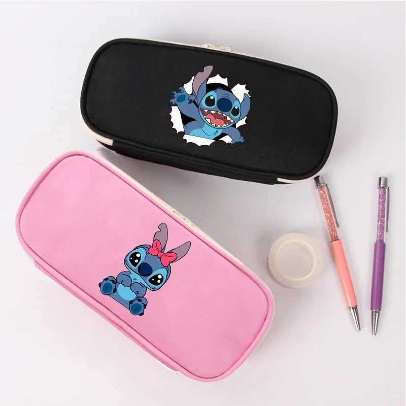 Disney Lilo Stitch Pencil Case Anime Kawaii Cute Figures Stitch Pen Bag Student School Office Stationery Box Kids Birthday Gifts