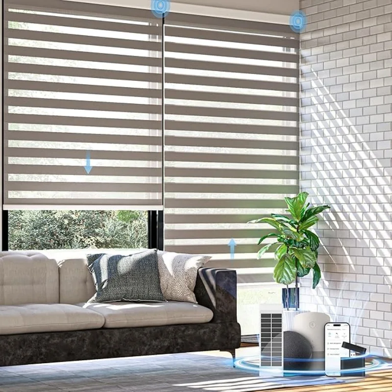 

Hot Selling Customized Blinds Double Layer Heat Insulation Energy Efficient American Standard Automated Zebra Shades For Home