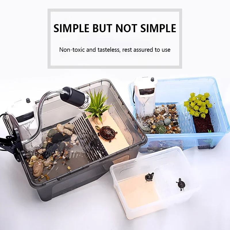 

Frosted Texture Reptile Box Turtle Portable Basin Detachable Plastic Turtle Material Water Breeding Box Turtle Breeding Basin
