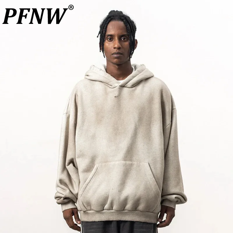 PFNW Male Hoodie New American Vintage  Pullover Sweatshirt Worn-out Destroy Loose Tops Autumn 2024 Autumn Fashion Tide 28W3970