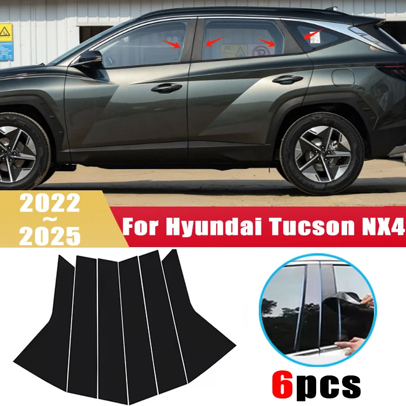 

For Hyundai Tucson NX4 2022 2023 2024 2025 LWB Window Center Pillar Film Trim Cover B C Posts Sticker Column Car Accessorie