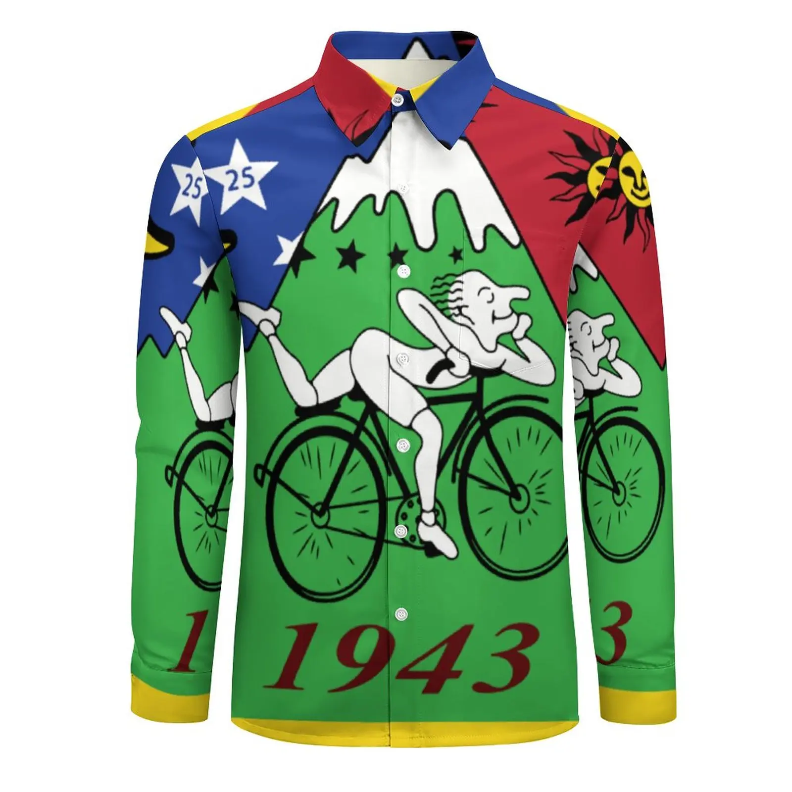 Albert Hoffman Fiets Dag 4K Herontwerp Versie Lsd Shirt Lsd Fiets Dag 75 Fiets Dag Casual Shirts Lange Mouw Y 2K Blouses