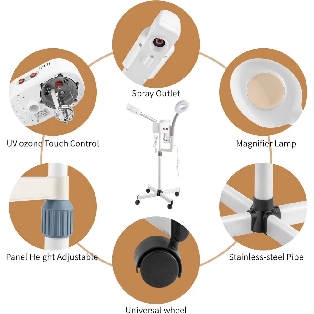 جهاز بخار الوجه 2 في 1 مع ضوء تكبير 5 مرات، تنظيف عميق للعناية الشخصية بالبشرة، جهاز بخار التجميل الاحترافي #2